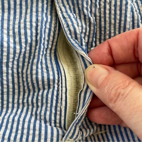 J Crew Blue Seersucker Stripe Long Board Short Swim Trunks Lined 33 - Picture 9 of 10